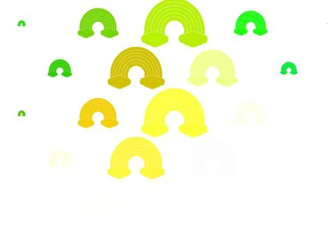 Light Green, Yellow vector texture with rainbows, clouds. Illustrazione stock