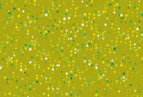 Light Green, Yellow vector texture with playing cards. Stock Illustration