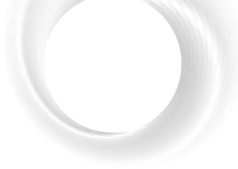 Light grey and white smooth glossy wavy circle abstract geometric background Stock Illustration