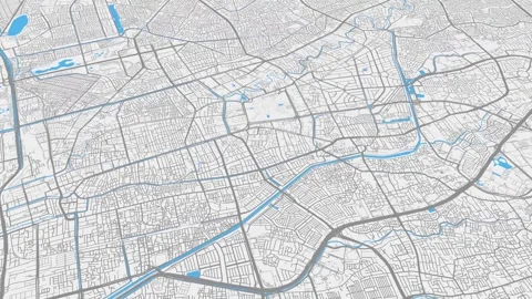 Light grey blue Jakarta map background loop. Spinning around Indonesia city.. Video stock 260441632