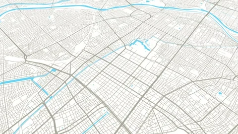 Light grey blue Nagoya map background loop. Spinning around Japan city air .. Stock Footage 260471843