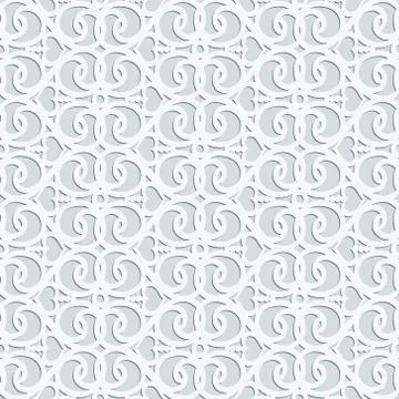 Light grey geometric 3d vector seamless pattern with oriental motif Ilustración de archivo