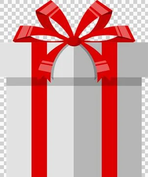 A light grey gift box adorned with a bright red bow and ribbons for a speci.. Stock Illustration