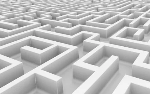 Light-grey labyrinth, 3d illustration 스톡 일러스트