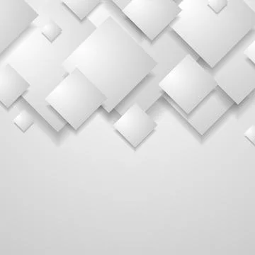 Light grey minimal paper squares abstract geometric background Stock Illustration