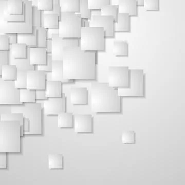 Light grey minimal paper squares abstract geometric background Stock Illustration
