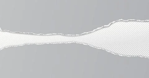 Light grey paper with torn edges and soft shadow are on squared background for Stock Illustration
