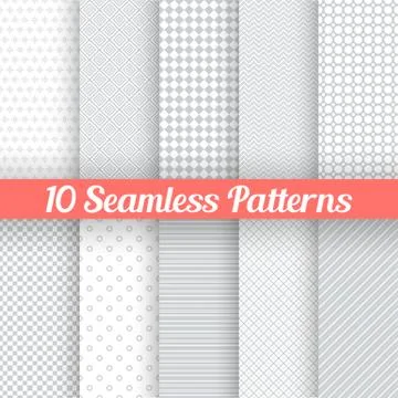 Light grey seamless patterns for universal background. Vector illustration Stock Illustration