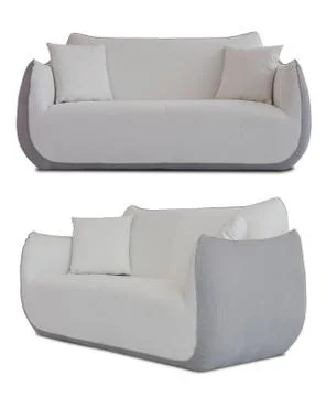 Light Grey Sofa on white background Stock Photos