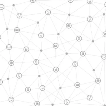 Light grey tech background with communication icons Stock Illustration