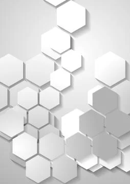 Light grey tech background with hexagons Stock Illustration