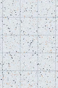 Light grey terrazzo texture background with orange and black stone flecks Stock Illustration