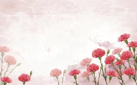 Light grunge background with pink carnations Stock Illustration
