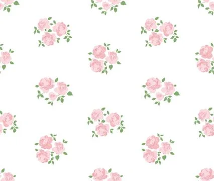 Light hand drawn rustic pattern with roses イラスト素材