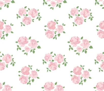 Light hand drawn rustic pattern with roses Illustrazione stock