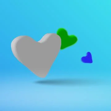 A light heart on a blue background in 3d style. Stock Illustration