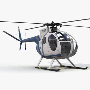 Light Helicopter Hughes OH-6 Cayuse Police 3D Model 3D Model