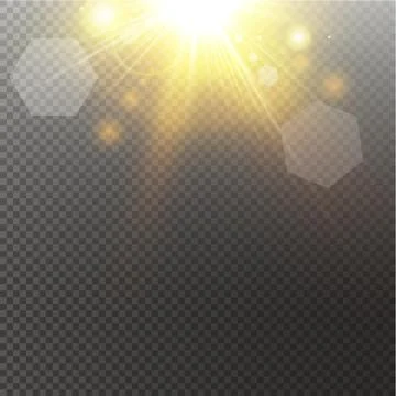 Light highlight yellow special effect with rays of light and magic sparkles. Sun Stock Illustration