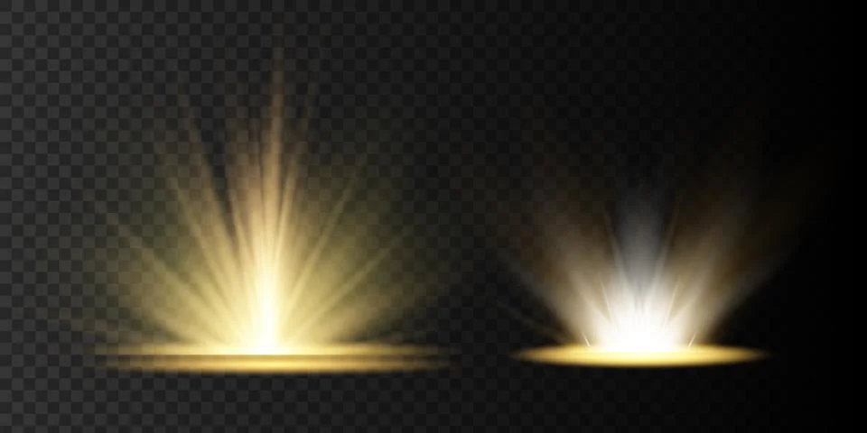 Light highlight yellow special effect with rays of light and magic sparkles. Sun Stock Illustration