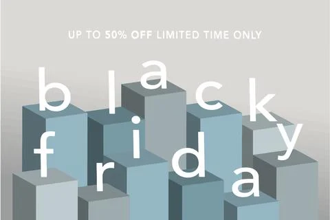 Light horizontal black friday banner with volumetric figures vector Stock Illustration