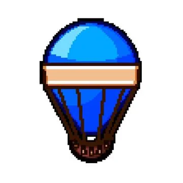 Light hot air balloon pixel art vector illustration Stock Illustration