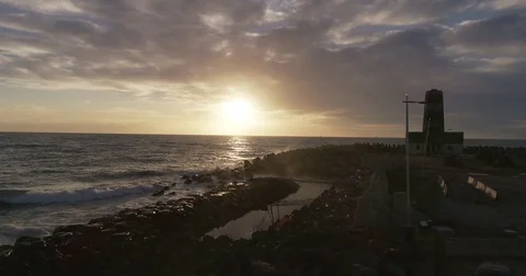 Light house and waves Stock Footage 76848283