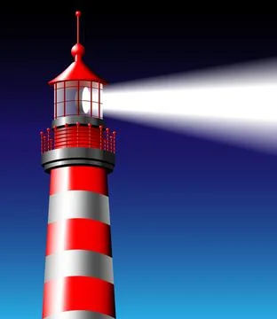 Light house in dark night Illustrazione stock