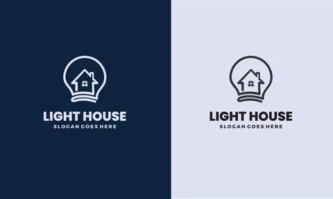 Light House Logo Design. Symbolizing Illumination and Home. Stock Illustration