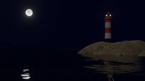 Light house with moon light Stock Footage 310710637