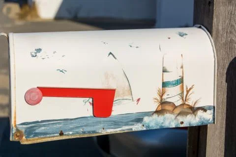 Light House Painted on Mailbox Stock Photos