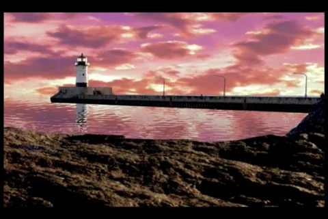Light House Red Sky Stock Footage 233316