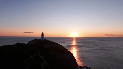 Light House on Rock by Ocean Stock Footage 266915162