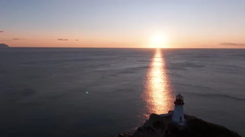 A Light House on a Rock in the Ocean Video stock 266941008