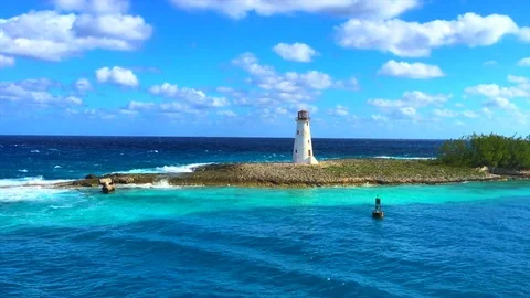 Light House from the Sea 4k Stock Footage 83434833