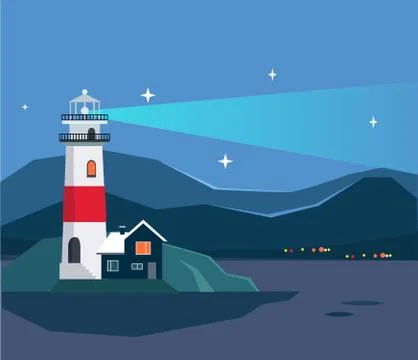 Light House Seascape Stock Illustration