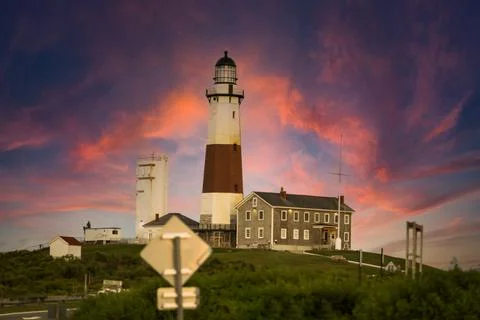 Light house at sunset Stock Photos
