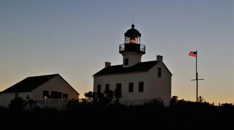 Light House Sunset Stockfoto's