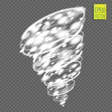 Light hurricane effect. Vector glowing tornado, swirling storm cone of shining Illustrazione stock