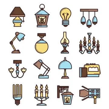 Light Icon Set Stock Illustration