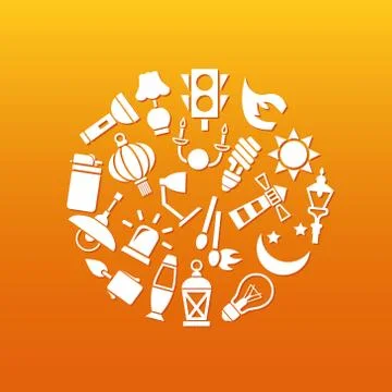 Light icons in circle Stock Illustration