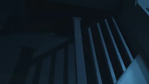 Light illuminating old staircase inside a house at night 動画素材 256052080