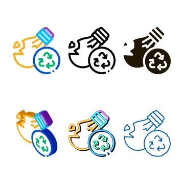 Light industrial processing set icon vector outline Stock Illustration