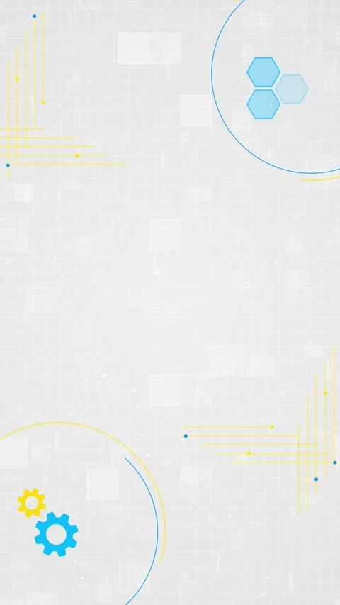 Light industrial tech interface with gears, hexagon graphics, yellow circuit Stock Footage 334125565