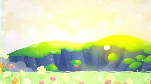Light Inside The Cartoon Cave: colorful and bright abstract landscape Stock Footage 330320661