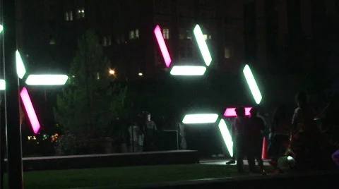Light Installation and Spectators  Stock Footage 520949