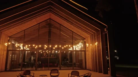 Light installation house modern architecture light bulbs portal Stock Footage 209159180
