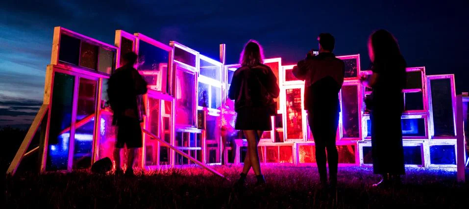 Light installation at night Foto stock