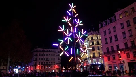 Light installations create a magical atmosphere at The Festival of Lights Stock Footage 114481505