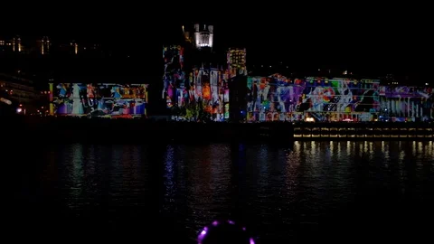Light installations create a magical atmosphere at The Festival of Lights Stock Footage 114481706