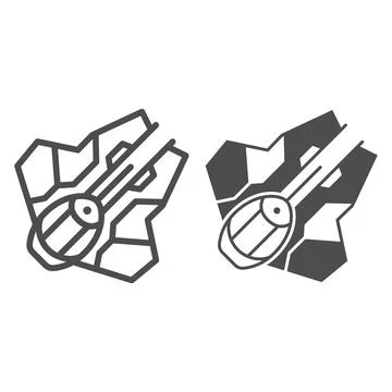 Light interceptor type Eta 2 Aktis line and solid icon, star wars concept, Jedi Stock Illustration